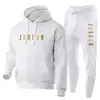 Sudadera con capucha informal para hombre y mujer 2025, conjunto, chaqueta con capucha de marca estampada de moda, forrada de forro polar, Otoño e Invierno