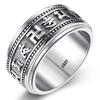 Anillo de plata de ley S925 con mantra de seis palabras anillo giratorio vintage sánscrito para hombre anillo de plata tailandesa moderno personalizado escrituras de la corte