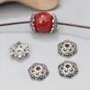 Plata de Ley S925 Gota de Pegamento Gota de Aceite Artesanía Torthen Accesorios Flor Pequeña Vintage Torthen de Plata DIY Accesorios Espaciadores de Cuentas Hechos a Mano