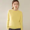 Suéter de cachemira cuello redondo mujer cachemira engrosado color liso suelto ajuste slim suéter tejido suéter básico manga larga