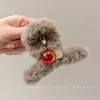 Presilhas de cabelo de pelúcia para outono e inverno para mulheres, acessórios de cabelo de luxo leve e de alta qualidade, presilhas elegantes para penteados presos, presilhas tipo tubarão estilo coreano para a parte de trás da cabeça