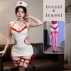 Lingerie Sexy Renda Uniforme de Enfermeira Bodycon Plus Size Puro Desejo Qqny Conjunto de Pijama Tentação para Mulheres 8430