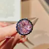 Nuevo Conjunto Rosa de Diamantes Cuadrados Gruesos Estilo Oscuro, Anillo Personalizado de Oro Negro, Collar Colgante Femenino, Tesoro de Color Diamante de Alto Carbono