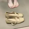 Primeiro Encontro Temporada Sapatos Mary Jane Quadrados com Tira Única Estilo Francês para Mulheres, Estilo Retrô, Sapatilhas com Salto Escondido