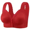 Buena Suerte Año de la Oveja Color Rojo Grande Madre Mediana Edad Copa Fija Broche Frontal Estilo Chaleco Inalámbrico Sujetador para Mujer