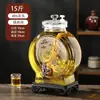 Botella de Copa de Vino, Sin Plomo, Tarro de Vino Doméstico Sellado de Gama Alta con Grifo, Botella Simple para Vino de Frutas, Recipiente para Vino Medicinal Autocultivado