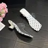 Sandalias destalonadas que alargan las piernas, sandalias slip-on de estilo coreano para mujer con lunares, sandalias de vacaciones talla grande, transparentes de verano