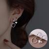 Pendientes asimétricos coreanos de plata S925 con aguja AB, edición para mujer, estilo retro, con gemas y letras de amor, con hebilla para la oreja