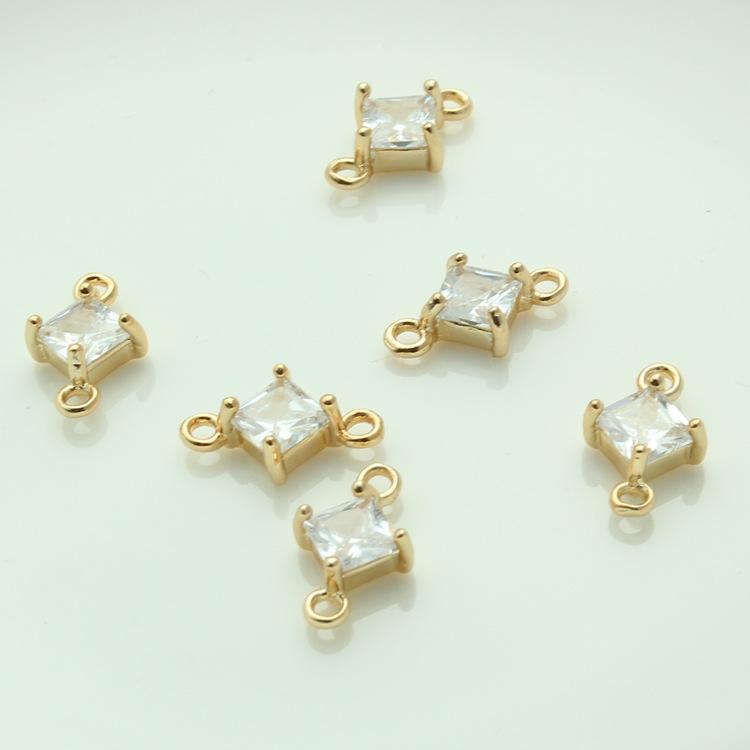 双吊环方形锆石吊坠05