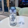 Procesamiento de Taza Escala Personalizada con Popote Gatito de Dibujos Animados Taza de Agua Deportiva con Cuerda para Llevar Anti-Caídas y Resistente al Calor Taza Portátil con Popote