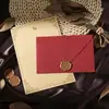 Sobre texturizado de lino con solapa larga, colorido, simple, estilo occidental, set de papelería de inspiración vintage, incluyendo sello de cera y papel para cartas