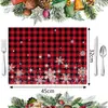 Promoção Quente de Natal Transfronteiriça Novo Estilo Jogo Americano Natal Imitação de Cânhamo Refeição Restaurante Ocidental Mat de Isolamento Térmico Jogo Americano Decorativo de Cozinha