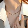 Cadena para Clavícula con Perlas de Agua Dulce y Turmalina de Colores Collar con Perlas de Turmalina de Colores Cadena para el Cuello Dopamina de Verano para Mujer