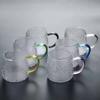 Taza de agua coloreada de vidrio de martillo Taza de té de vidrio de borosilicato transparente Taza de té de vidrio de martillo para oficina y hogar