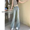 Jeans de tiro alto de color claro microacampanados para mujer, tendencia 2025, nuevos pantalones acampanados altos, delgados, de primavera