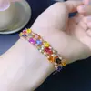 Pulseira Exclusiva Transfronteiriça de Safira Colorida Natural, Pulseira de Contas de Luxo Leve de Alta Qualidade 4*6mm Joia de Estilo Novo Atacado