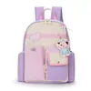 Mochila Infantil de Ombro Duplo Color Block Fresca Leve Simples Grande Capacidade Mochila para Meninos e Meninas Mochila Fofa de Desenho Animado para Alunos do Ensino Fundamental