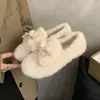 Zapatos mocasín para mujer invierno con felpa adicional zapatos de algodón 2025 nuevo zapatos de piel con lazo usar afuera zapatos de algodón con felpa adicional mujer