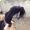 Qualidade Coreana Simples Novo Tecido Feito à Mão Cor Lisa Listras Amarrado no Meio e Torcido Borda Larga Cabeça Dentada Faixa de Cabelo Faixa de Cabelo