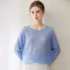 Suéter tejido de seda y cachemira de cuello redondo, estilo suelto y casual, elegante jersey, nuevo top fino de punto trenzado para mujer, otoño e invierno 2026