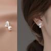 Pendientes de plata de ley S925 Nalan Brotes pequeños de perla Brotes pequeños frescos y dulces Hojas pendientes de hojas M00941