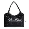 Bolso para mujer estilo coreano bordado de estrella de cinco puntas estampado de estrellas bolso de mano de gran capacidad bolso de axila bolso tote de hombro