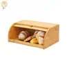 En stock Caja de Pan para Encimera de Cocina de Bambú Caja de Pan de Gran Capacidad Contenedor de Almacenamiento de Pan con Ventana Rejilla para Pan
