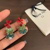 Pendientes navideños de otoño e invierno nuevos pequeños y frescos pendientes de estrella de árbol de Navidad con ambiente festivo, exquisitos y únicos con sensación brillante.