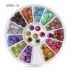 Joias para Unhas Transfronteiriças Nail Flats Base Colorida Liga de Diamante Formato Especial Branco AB Strass Joias 12 Grades Giratório Atacado