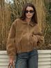 Chaqueta Retro de Ante Francesa para Mujer 2026 Invierno Nueva Ropa de Trabajo Transfronteriza Chaqueta de Solapa Caqui para Mujer