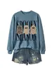 Amazon eBay tienda independiente moda versátil mujer temporada espeluznante tres fantasmas sudadera divertida