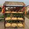Prateleiras de Bambu para Pendurar Charcutaria, Suportes de Bambu para Lojas Estilo Fazenda, Prateleiras Decorativas de Exibição com Tampo para Lojas ao Ar Livre de Restaurantes