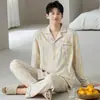 Pijama de manga larga para hombre, estilo primavera y otoño, algodón puro, casual, simple, ropa para casa, otoño para niños, todo algodón, cárdigan, conjunto de dibujos animados