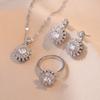 Colar para Mulheres Moda Celebridade da Internet Brincos de Girassol Rotativos Conjunto de Anel Cheio de Diamantes Margarida Transmissão ao Vivo Corrente Clavicular