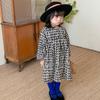 Estação Europeia Vestido de Menina Moderno com Estampa de Bolinhas Redondas Grandes Algodão Penteado Manga Longa Bebê Estilo Coreano Vestido Estilo Estrangeiro Roupa Infantil