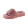 Pantuflas de felpa para mujer, colección otoño/invierno 2023. Nuevas pantuflas de algodón estilo coreano, planas, con punta redonda, estilo occidental, para el hogar. Venta directa de fábrica.