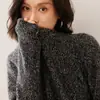 Nova Camisa de Base de Tricô Solta, Suéter de Cashmere Espesso de Tricô de Três Fios com Fio Floral, Suéter Curto Feminino, Estilo Preguiçoso
