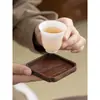 Posavasos de Taza de Ébano Accesorios para Juego de Té Kung Fu Uso Doméstico Madera Maciza Antideslizante Aislamiento Térmico Base para Taza de Té Posavasos para Taza de Café
