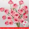Rosas de Creme Simuladas de 3 Cabeças, Decoração de Fundo para Casamento, Arranjo de Flores para Guia de Estrada, Flores de Seda Estilo Europeu para Casamento, Flores Artificiais