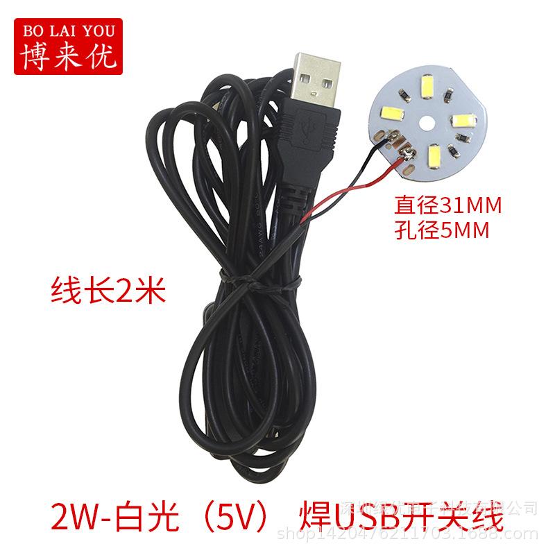 2W-白光(5V)直径31MM 孔径5MM 焊USB开关线