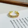 Caixa Surpresa Transmissão Ao Vivo Estilo Palácio Esmalte Dopamina Gotejamento de Óleo Anel Aberto Medieval Flor Anel Novo Estilo Chinês de Alta Qualidade