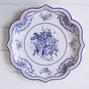 Plato de Papel Desechable Vajilla para Pastel Plato de Papel de Cumpleaños Plato para Pastel Plato de Porcelana Azul y Blanca China Plato para Barbacoa Resistente al Aceite