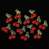 Versión Coreana Accesorios para Joyería DIY Colgante Mini Cereza Gota de Aceite Colgante para Pulsera Collar Funda de Teléfono Materiales de Belleza