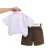 Traje ligero para niños de comercio exterior, nuevo estilo de moda, chaleco de verano estilo universitario para bebé con pajarita, traje de tres piezas falso de manga corta