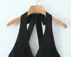 Mono corto de verano para mujer estilo europeo y americano, negro, con cuello halter 26965