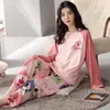 Pijama Atacado Feminino Manga Longa Calça Conjunto Menina Japonesa Desenho Animado Fofo Tamanho Grande Primavera e Outono Roupa de Casa Pode Ser Usada Fora