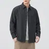 Colección nueva 2026: camisa de manga larga para hombre en un estilo retro, doblemente cepillada y tejida en color, que encarna una estética de "dinero viejo", con un diseño retro americano simple y discreto, creando un look de prenda exterior ligero y lujoso