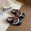 Zapatos de Caminar para Niñas con Estampado de Cerezas, Zapatos de Princesa para Niños Pequeños, Zapatos Individuales de Suela Suave, Zapatos Mary Jane para Primavera y Otoño, Lindos Zapatos de Cuero para Niñas Pequeñas
