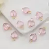Pingente Pequeno de Coração Iridescente de Vidro Dopamina com Argola de Metal para Pendurar Acessórios de Cabelo DIY Enfeite de Chaveiro Acessórios