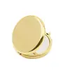 Espelho de Maquiagem Metálico de Exportação, Espelho Portátil Dobrável Dupla Face Compacto, Espelho Redondo Simples Ouro Rosa